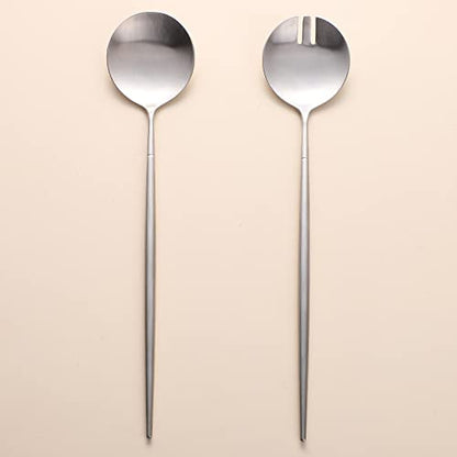 Salad Servers,Spoon and Fork Set 11.41 inch,18/10 Stainless Steel Salad Serving Silver - color: silvelr