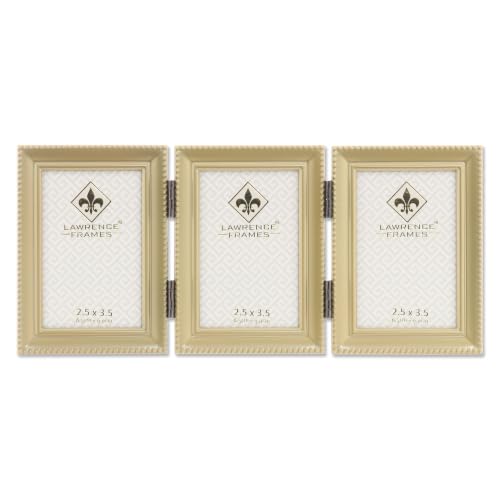 Lawrence Frames Bead Border Design, 2.5x3.5 Triple, Satin Gold. - color: Satin Gold, size: 2.5x3.5 Triple