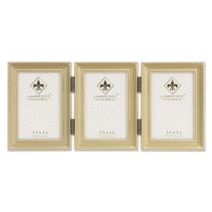 Lawrence Frames Bead Border Design, 2.5x3.5 Triple, Satin Gold. - color: Satin Gold, size: 2.5x3.5 Triple
