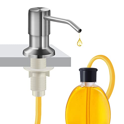 Soap Dispenser for Kitchen Sink and Extension Tube Kit, Stainless Steel SoapDispenser with 47 Inches Tube Connects Directly to Soap Bottle, Hand and Dish Soap Dispenser Pump （Brushed Nickel） - color: Brushed Nickel