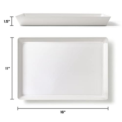 4-Pack Plastic 16" x 11" Large White Serving Trays Set - Reusable Serving Platters for Cookie, Appetizer, Charcuterie, Snack, Dessert, Party Food Display - Stackable Kitchen CounterTop Tray, BPA Free - size: 4 Pack - 16" x 11"