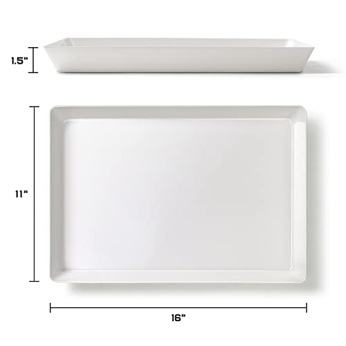 8 Pack, 16" x 11" Large White Serving Trays Set - Reusable Plastic Serving Platters for Cookie, Appetizer, Charcuterie, Snack, Dessert, Party Food Display - Stackable Kitchen CounterTop Tray, BPA Free - size: 8 Pack - 16" x 11"