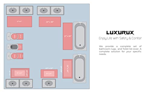 LuxUrux Bathroom Rugs Sets 2 Piece, Bathroom Rug Set, Soft Absorbent Chenille Bath Mat & Contour Toilet Rug, Non Slip, Quick Dry, Machine Washable Shaggy Bathroom Mats (Gray, 20"x30"+20"x20" U-Shaped) - color: Dark Grey, size: 2 Piece Set