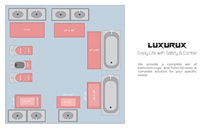 LuxUrux Bathroom Rugs Sets 2 Piece, Bathroom Rug Set, Soft Absorbent Chenille Bath Mat & Contour Toilet Rug, Non Slip, Quick Dry, Machine Washable Shaggy Bathroom Mats (Gray, 20"x30"+20"x20" U-Shaped) - color: Dark Grey, size: 2 Piece Set