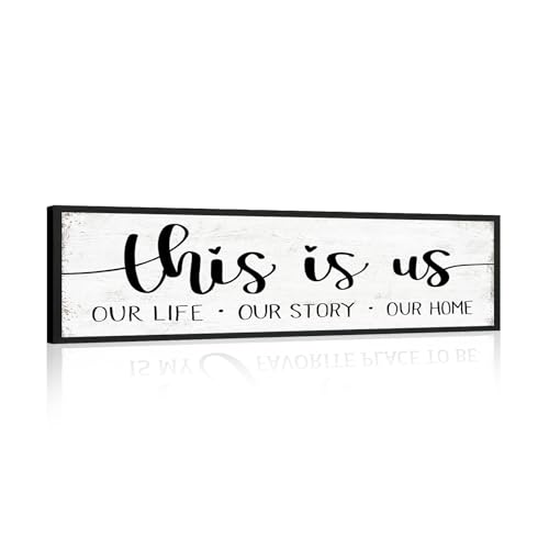 This is Us Sign Wall Decor: Family Wall Signs Rustic Farmhouse Living Room Country House Hanging Framed Wall Plaques,This is Us Our Life Our Story Our Home Quotes Wall Decor 12" x 40" - color: This is Us Our Life Our Story Our Home, size: 12"x40"