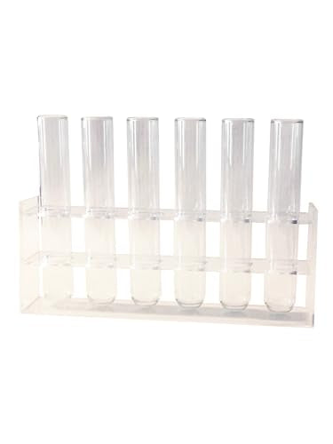 Modern Minimalist Desktop Plant Propagation Station w/ 6 Extra Large Glass Test Tubes in Clear Acrylic Stand - Hydroponic Plant Cuttings Bud Vase for Office Home Garden Decor Terrarium