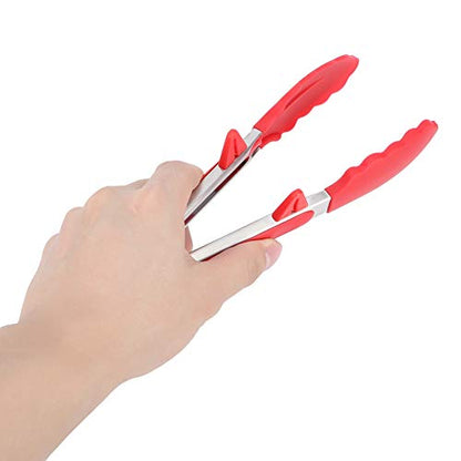 9 Piece Silicone Kitchen Utensil Set with Storage Holder - Non Stick Cooking Tools, Turner, Spatula, Heat Cookware, Red