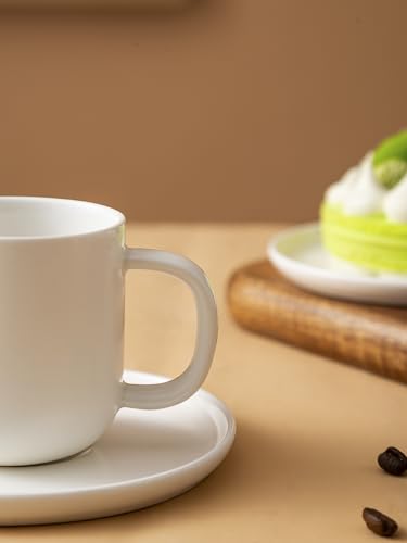 Set of 1 Espresso Cups And Saucers In Stronger Porcelain 3.5oz,Mini Coffee Mugs Demitasse Cups