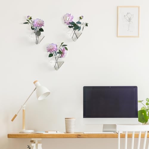 Mkono Wall Planter Hanging Propagation Stations Flower Vase Glass Pots Holder for Hydroponic Plants, Indoor Home Office Living Room Bathroom Decor Gifts, 3 Pack