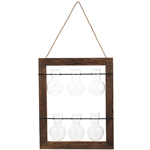 Happyyami 1 Set Wall Mounted Glass Planter Hydroponics Glass Planter Hydroponic Plant Pots Propagation Tubes Hydroponic Planter Hydroponics Vase Hanging Bracket High Borosilicate Glass