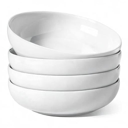 LE TAUCI Pasta Bowls 45 oz, Salad Bowls Set for Serving Soup, Pasta, Noodle, Dinner, Large Kitchen Bowl Plates, Microwave Safe - 8.5 Inch, Set of 4, White - color: White, size: 45 ounces