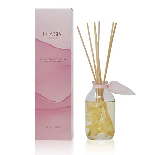 Reed Diffuser Set - Soothe Tahitian Vanilla Bean Scented Diffuser | Home Fragrance Reed Diffuser for Bedroom, Bathroom Shelf Décor, with Real Florals in the Bottle - Made in the USA - color: Soothe Tahitian Vanilla Bean