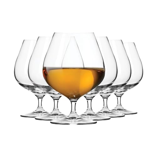 Krosno Cognac Glasses Set of 6, 18.6 oz, Harmony Collection | Drinking Glasses, Brandy Tasting Glass, Whiskey, Bourbon, Rum, Liqueur, Lead-Free Crystal, Elegant Glassware, Dishwasher Safe - style: Cognac 18.6 oz (Set of 6)