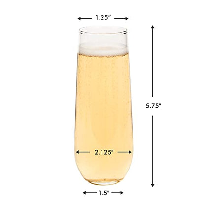 Unbreakable Stemless Champagne Flutes 9oz Set of 2, Shatterproof Tritan Plastic Glasses, Reusable Dishwasher Safe Flute, Wedding, Bachelorette, Travel & Poolside Champagne Glasses