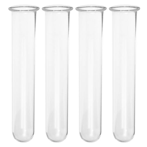 4Pcs Hydroponic Glass Tube Vases for Plant Propagation | Clear Glass Design, for Flower Arrangement, Desktop Shelf Bedside Decor, 15 x 3 cm Size