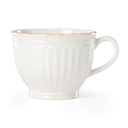 Lenox French Perle Groove 2-Piece Latte Mug Set, 2.30 LB, White - style: Latte Mugs, Set of 2