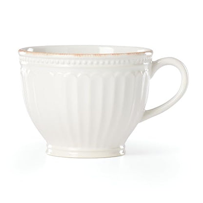 Lenox French Perle Groove 2-Piece Latte Mug Set, 2.30 LB, White - style: Latte Mugs, Set of 2