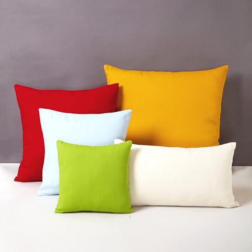 Encasa XO Throw Pillow Covers, Cotton, No Inserts 16"x16" Deep Red | Durable Cotton Canvas | Concealed Invisible Zipper | Ideal for DIY & Embroidery | Living Room & Couch | Set of 2 - color: Deep Red, size: 16" x 16" (Pack of 2)