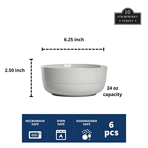 Double Line 6.25"/24 oz Cereal Bowl, Set of 6, White - color: White, size: Cereal Bowl