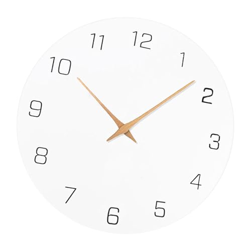 Wall Clock Minimalist Wooden Wall Clock Silent Non Ticking Decorative Hanging Clock Easy Read Dial Wood Suitable for Living Room, Arabic Numerals