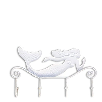 Tooarts Wall Mounted Key Holder Iron Mermaid Wall Decoration 4 Hooks for Coats Towels Bags Wall Mount Clothes Holder Screws Included