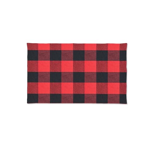 Red & Black 2 Side Cotton Buffalo Check Placemats Set of 4 Heat Resistant Dining Table Place Mats for Kitchen Table, 12 x 18 inches - color: Plaids Red & Black, size: Rectangular Placemats 12" x 18"