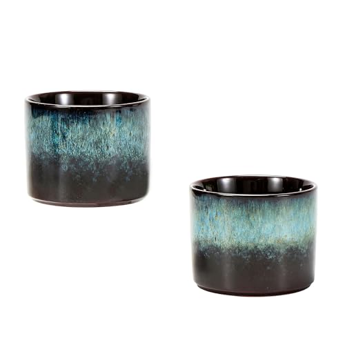 Ceramic Espresso Cups Set of 2, Expresso Shot Cups Double Espresso Cups, Espresso Shot Cups, Demitasse Cups, Tea Cups 3.5oz (2, Blue) - color: Glacial Blue