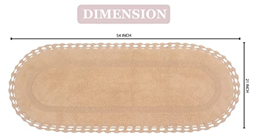 Home Weavers Hampton Crochet Reversible Bathmat 100% Cotton Bathroom Rugs Set, Washable Rug, Thick Extra Soft and Absorbent Bath Rug, Kitchen Mat, Bath Mat Set, Mat Non Slip, 21"x54" Runner, Linen - color: Linen, size: 1'9" x 4'6" (Oval)