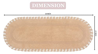 Home Weavers Hampton Crochet Reversible Bathmat 100% Cotton Bathroom Rugs Set, Washable Rug, Thick Extra Soft and Absorbent Bath Rug, Kitchen Mat, Bath Mat Set, Mat Non Slip, 21"x54" Runner, Linen - color: Linen, size: 1'9" x 4'6" (Oval)