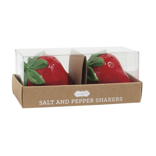 Mud Pie Red Ceramic Strawberry Salt And Pepper Shaker Set - color: Red