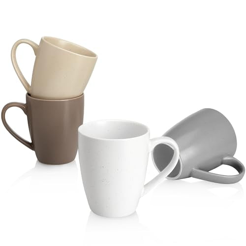 Sweese Porcelain Mugs - 16 Ounce (Top to the Rim) for Coffee, Tea, Cocoa, Set of 4, Neutral Colors - color: Neutral Colors, size: 4 Count (Pack of 1)