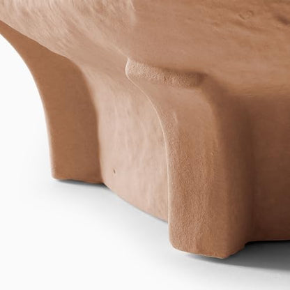 HERNEST Terracotta Wavy Bowl - Textured Ceramic Decorative Centerpiece Bowl with Pedestal Base
