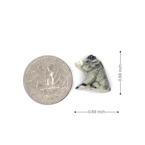 Adorable Mini Ceramic Animal Figurine – Porcelain Miniature Collectible Decor (Gray Wild Boar) - style: Gray Wild Boar