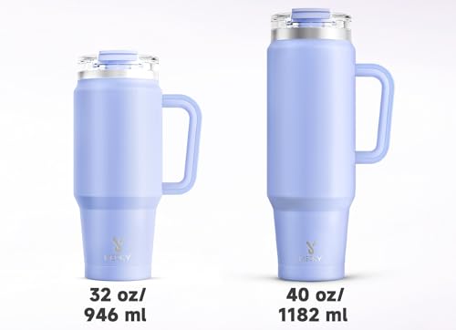 Meoky 40 oz Tumbler with Handle and Straw, Insulated Tumbler with Lid and Straw, Stainless Steel Travel Mug, Keeps Cold for 34 Hours, 100% Leak Proof, Fits in Car Cup Holder (Lilac) - color: Lilac, size: 40 Ounces