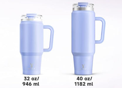 Meoky 40 oz Tumbler with Handle and Straw, Insulated Tumbler with Lid and Straw, Stainless Steel Travel Mug, Keeps Cold for 34 Hours, 100% Leak Proof, Fits in Car Cup Holder (Lilac) - color: Lilac, size: 40 Ounces