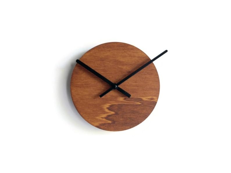 Minimalist Wooden Wall Clock, Natural Wood Round Clock with Black Hands, Modern Silent Non-Ticking Wall Clock for Living Room Bedroom Office Kitchen, 12 Inch