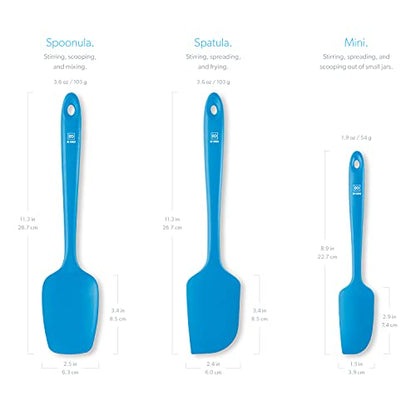 DI ORO Silicone Spatula Set - 600F Heat Resistant, 3-Pc Blue | Rubber scraper won't scratch nonstick pans; For baking, cooking, mixing, and frosting; BPA-free and dishwasher safe - color: Blue