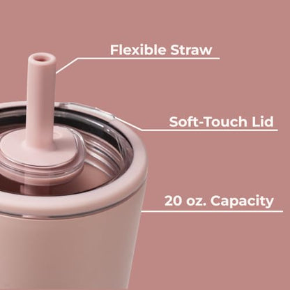 HydroJug Everyday Tumbler 20 oz, Ceramic-Lined Straw Cup, Dusty Rose - color: Dusty Rose, size: 20 Ounces