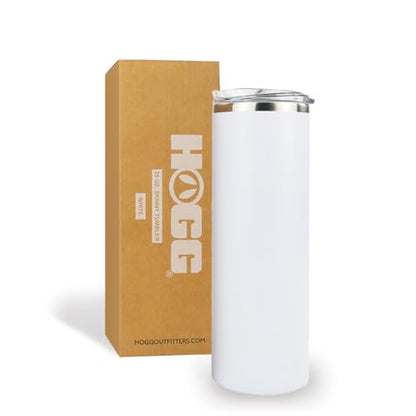 Hogg 20 oz Skinny - White, Powder Coated Tumblers for Laser Engraving, Engravable Tumblers Bulk, Stainless Steel Cups Bulk, Insulated Cups with Lids - color: White