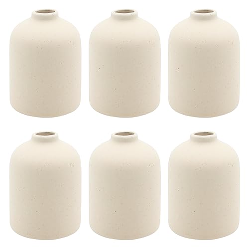 YANLING 6 Pack Small Boho Vase for Flowers Home Decor, Ceramic Vases | for Pampas Grass Simple Shelf Vase, Bud Vases for Wedding Dinner Table Party - color: Light Yellow-b, size: 6 Pack-Small