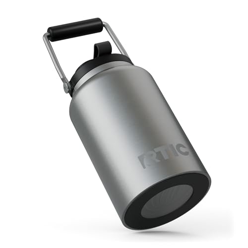 RTIC Half Gallon Outback Jug, Ceramic Lined, Stainless | Stainless Steel, Insulated Water Bottle with Lid and Handle, Double Wall Vacuum Insulation - color: Stainless