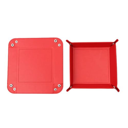Valet Tray Desktop Storage Organizer – Vegan Leather Catchall Tray Bedside Vanity Tray Nightstand Caddy Holder for Remote Controller, Watch, Keys, Phone, Wallet, Coin, Jewelry, Red - color: Red