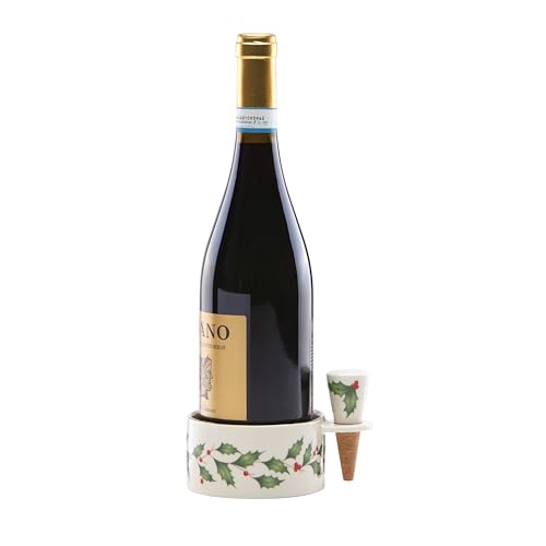 Lenox 870006 Hosting The Holidays Wine Coaster & Stopper Set, Christmas Theme - style: Wine Coaster & Stopper