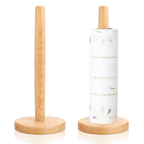 Wooden Paper Towel Holder, Round Bottom | Wooden Towel Holder Countertop, Farmhouse Paper Towel Holder for Kitchen Countertop & Dining Table