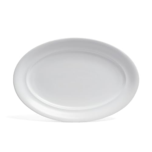 over&back Rim Stoneware Serving Platter - Elegant 1-Piece Oval Serving Platter to Complete Your Kitchen Set - 16" L x 10.8" W Semi-Matte White - color: White