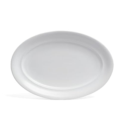 over&back Rim Stoneware Serving Platter - Elegant 1-Piece Oval Serving Platter to Complete Your Kitchen Set - 16" L x 10.8" W Semi-Matte White - color: White