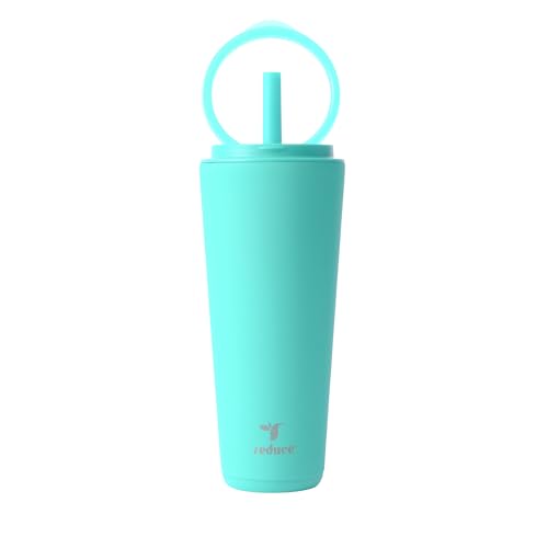 REDUCE Halo 32 oz Stainless Steel Vacuum Insulated Tumbler - Spill Proof Travel Mug with Flip Handle Lid - Keeps Drinks Cold for 32 Hrs - Dishwasher Safe - Cupholder Friendly - Ocean Breeze - color: Ocean Breeze, size: 32 Ounces