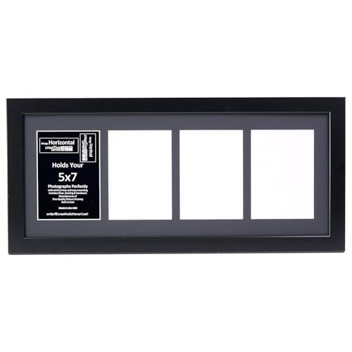 Creative Letter Art - 4 Opening 5x7 Black Picture Frame with 10x24-inch Black Mat Collage including Full Strength Glass, Alphabet Photography - color: 4 opening, size: Black w/ Black
