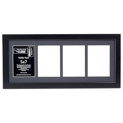 Creative Letter Art - 4 Opening 5x7 Black Picture Frame with 10x24-inch Black Mat Collage including Full Strength Glass, Alphabet Photography - color: 4 opening, size: Black w/ Black
