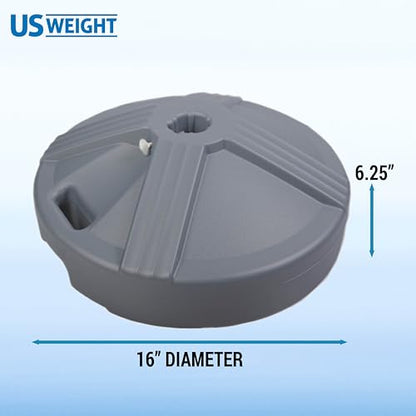 US Weight Durable 50 Pound Fillable Umbrella Base Designed to be Used with a Patio Table - color: Gray